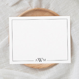 Minimalist Three Letter Monogram Border Note Card