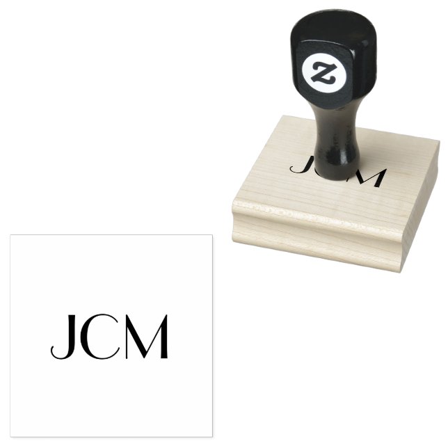 Minimalist Three Letter Monogram Initials Rubber Stamp (Stamped)