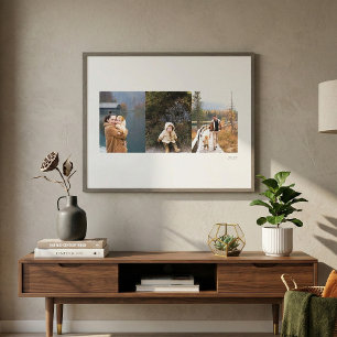 Minimalist Three Photo Family Collage Gallery Wall Canvas Print