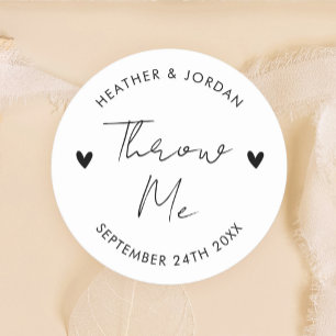 Minimalist Throw Me Wedding Toss Confetti Favor Classic Round Sticker