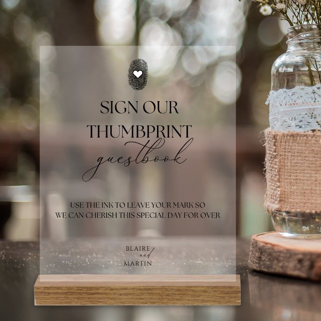 Minimalist Thumbprint Wedding Guest Book Acrylic Sign (Creator Uploaded)