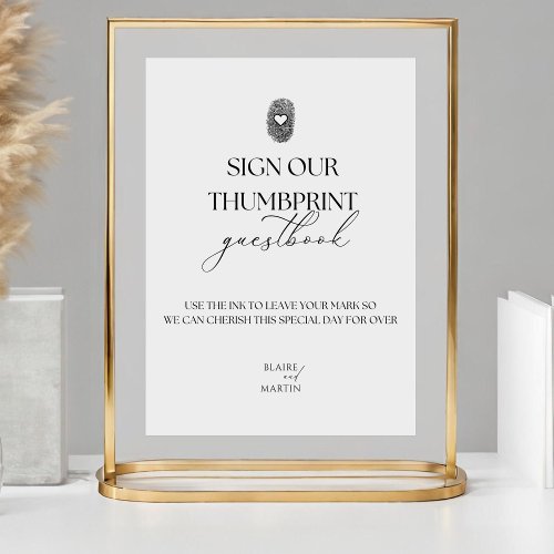 Minimalist Thumbprint Wedding Guest Book Sign