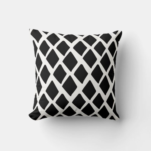 Minimalist Tile Diamond Pattern black Throw Pillow
