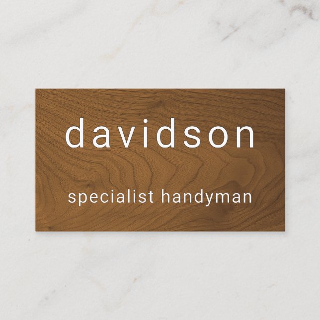 Minimalist Timber Wood Interior Design Business Card (Front)