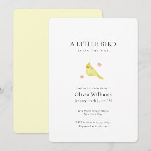Minimalist Tiny Floral Bird Baby Shower Invitation