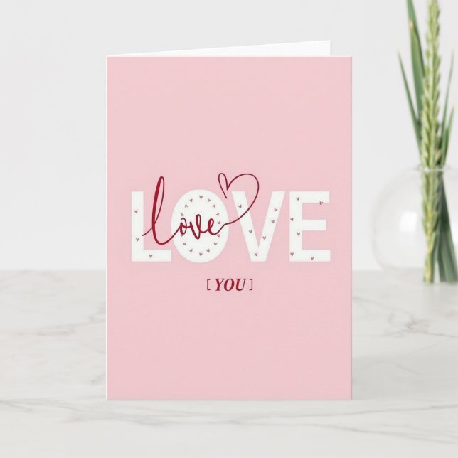Minimalist Tiny Hearts Love You Card (Front)