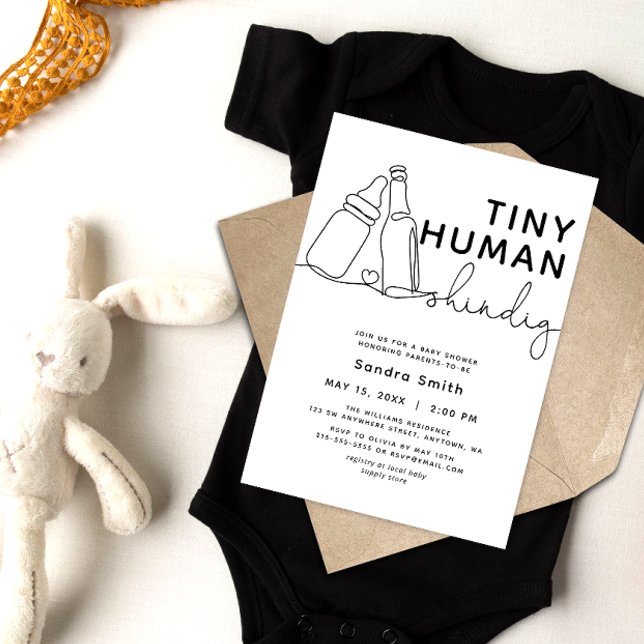 Minimalist Tiny Human Shindig Baby Shower  Invitation (Creator Uploaded)