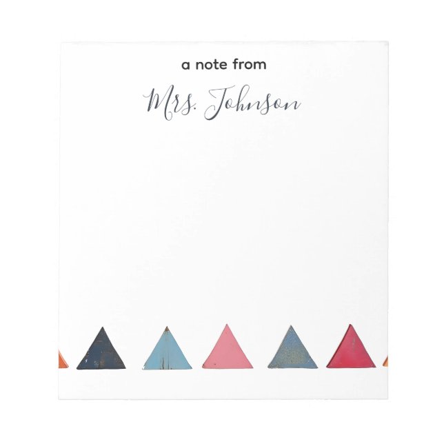 Minimalist Tiny Traingles Custom Teacher Gift  Notepad (Front)