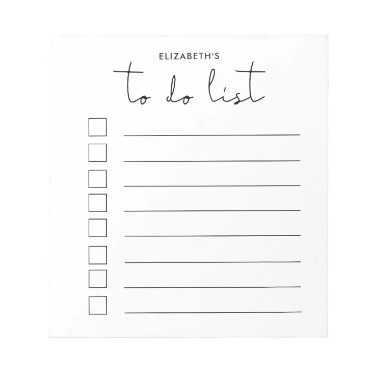 Minimalist To Do List Notepad Zazzle