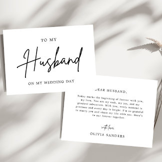 Minimalist To My Husband On My Wedding Day Thank You Card