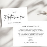 Minimalist To My Mother In Law On My Wedding Day Thank You Card<br><div class="desc">Show your appreciation with our Minimalist To My Mother-In-Law On My Wedding Day Thank You Card. Featuring a clean and elegant design, this card is the perfect way to express your gratitude to your mother-in-law for her support and love on your wedding day. The minimalist style, with its refined typography...</div>