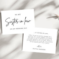 Minimalist To My Sister In Law On My Wedding Day