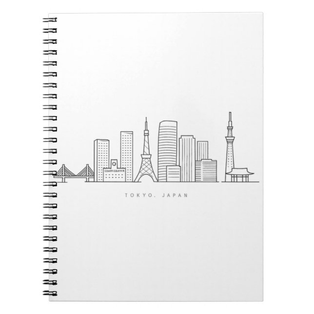 Minimalist Tokyo Skyline Illustration Notebook (Front)