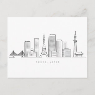 Minimalist Tokyo Skyline Illustration Postcard