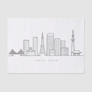 Minimalist Tokyo Skyline Illustration Tissue Paper