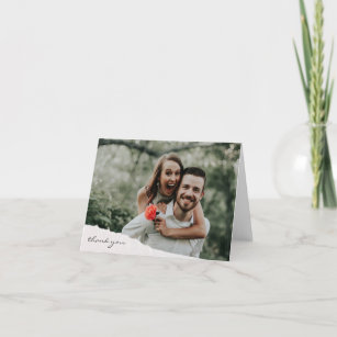 Minimalist Torn Paper Wedding Custom Photo Thank You Card