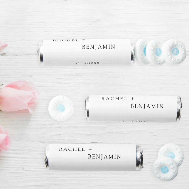 Minimalist Traditional Simple Black White wedding  Breath Savers® Mints (Creator Uploaded)