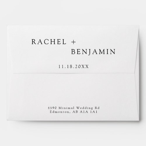Minimalist Traditional Simple Black White wedding  Envelope