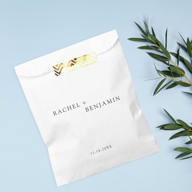 Minimalist Traditional Simple Black White wedding Favor Bag (Creator Uploaded)