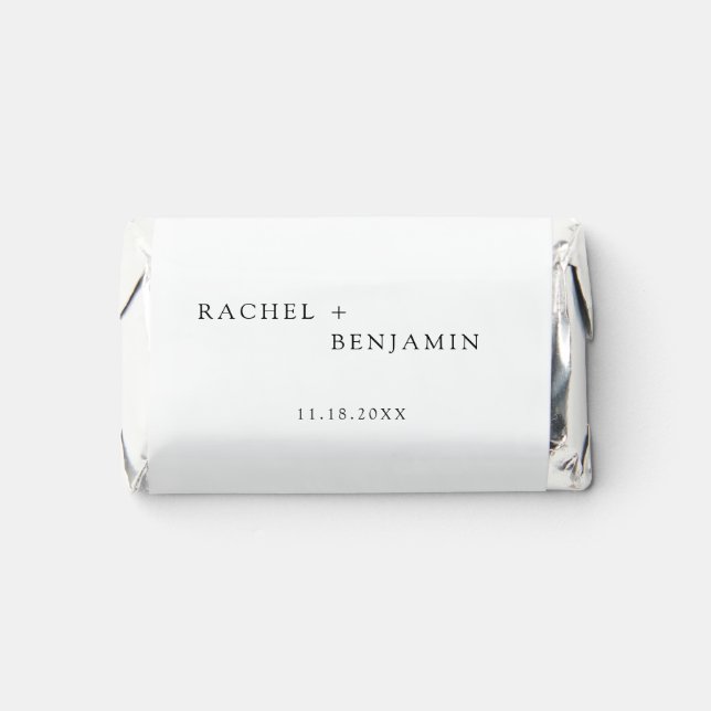 Minimalist Traditional Simple Black White wedding  Hershey's Miniatures (Front)