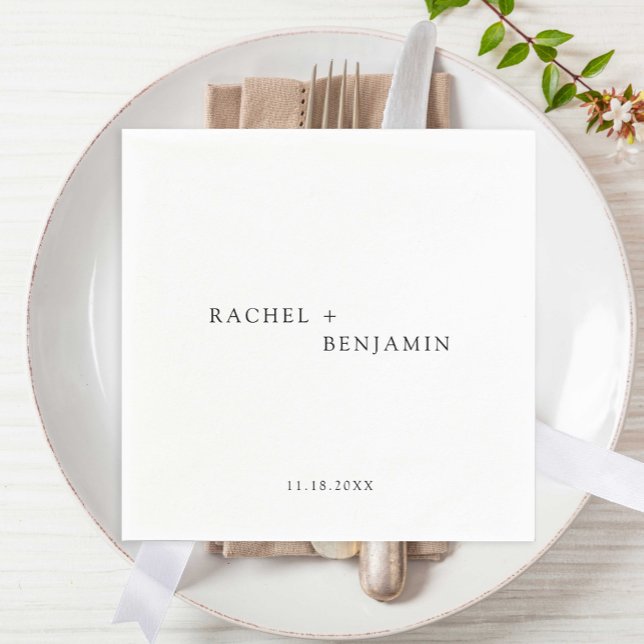 Minimalist Traditional Simple Black White wedding  Napkins (Creator Uploaded)