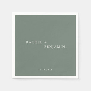 Minimalist Traditional Simple Sage Green wedding Napkins