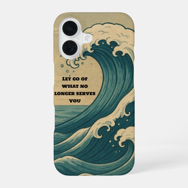 Minimalist Tranquil Ocean Wave 'Let Go' iPhone Case (Back)