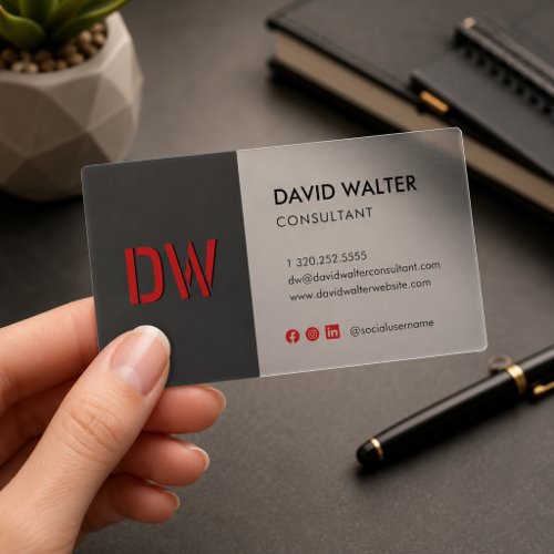 Minimalist Transparent Consultant Business Card Clear Business Cards