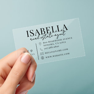 Minimalist Transparent Real Estate Clear Business Cards