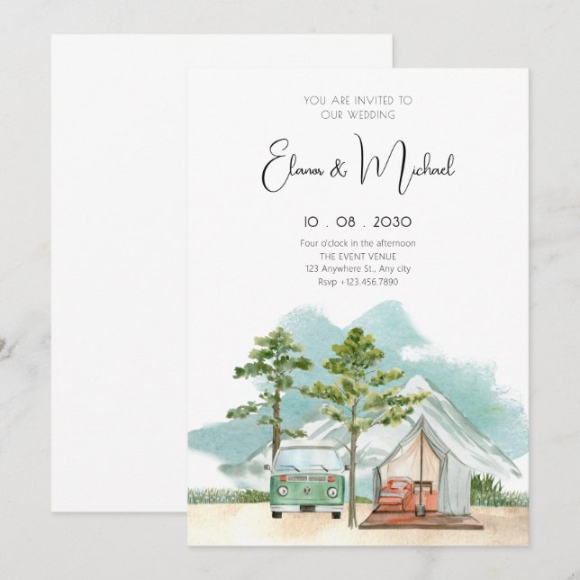 Minimalist travel wedding invitation (Front/Back)
