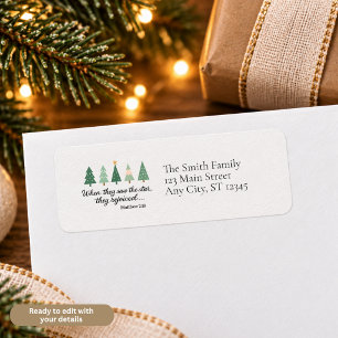 Minimalist Tree Christian Christmas Return Address Label