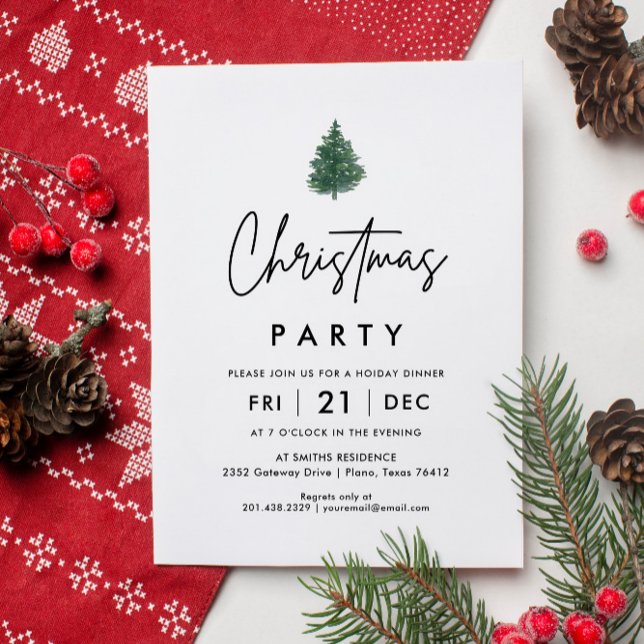 Minimalist Tree Christmas Party Invitation (Creator Uploaded)