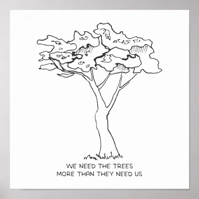Minimalist Tree Line Drawing Motivational Saying Poster | Zazzle