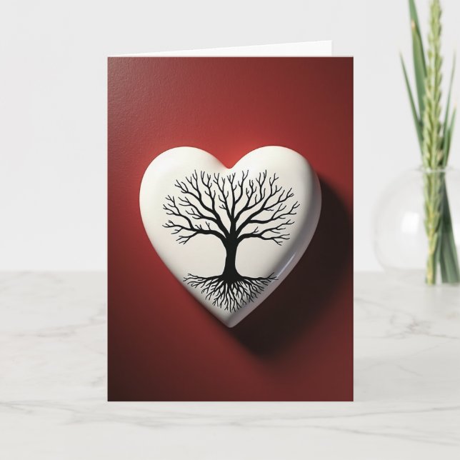 Minimalist Tree Of Life Heart Card (Front)
