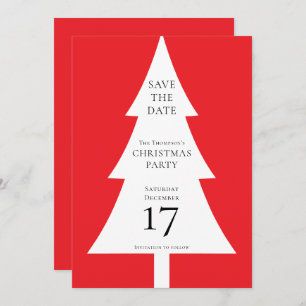 Minimalist Tree Shape Christmas Red Save the Date Invitation