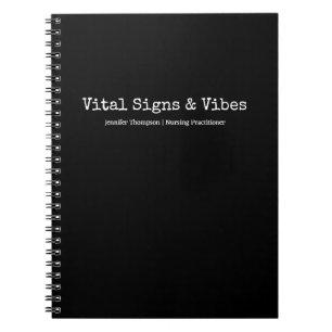 Minimalist Trendy Black Nursing Student College Notebook