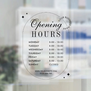 Minimalist Trendy Business Logo Opening Times Window Cling
