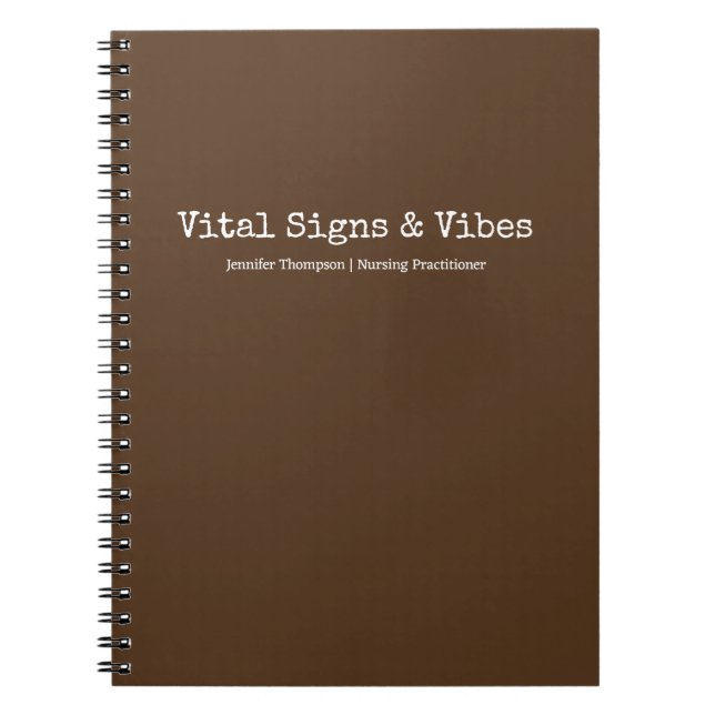 Minimalist Trendy Chocolate Brown Nursing Student  Notebook (Front)