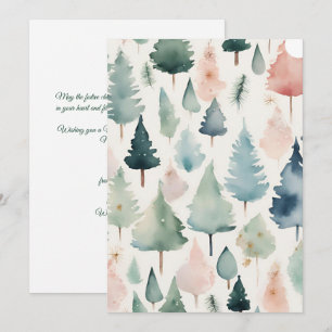 Minimalist Trendy Christmas Trees Watercolor Holiday Card