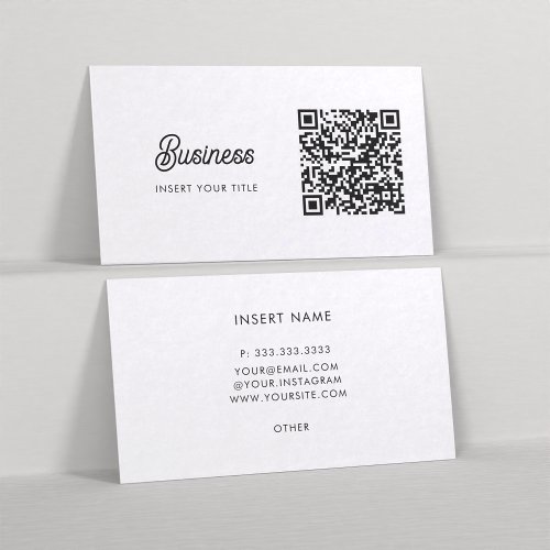 Minimalist Trendy Elegant QR Code White Business Card