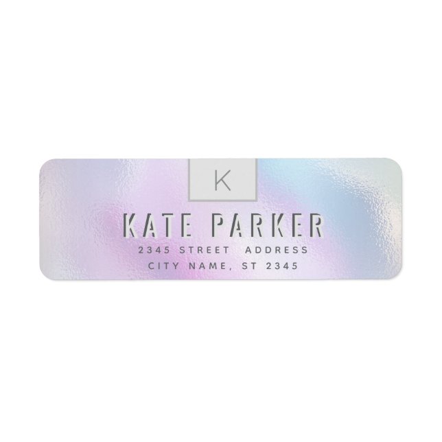 Minimalist trendy holographic monogram label (Front)