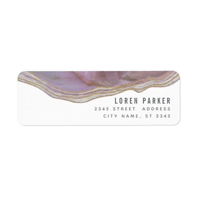 Minimalist trendy lavender marble agate label (Front)