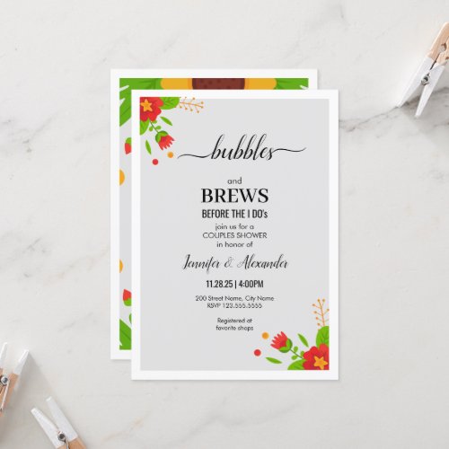 Minimalist Trendy Modern Floral Engagement Party Invitation