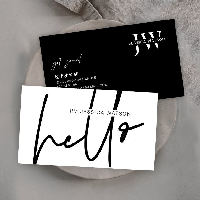 Minimalist Trendy Monogram Chic Black & White Business Card (Creator Uploaded)