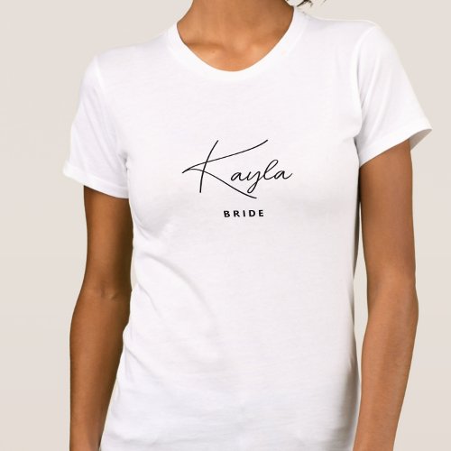 Minimalist Trendy Personalized Bride T_Shirt