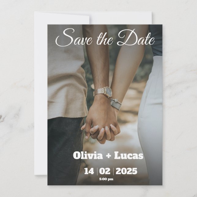 Minimalist Trendy Photo Save The Date Card Invitat (Front)