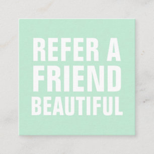 Minimalist trendy refer a friend mint green referral card