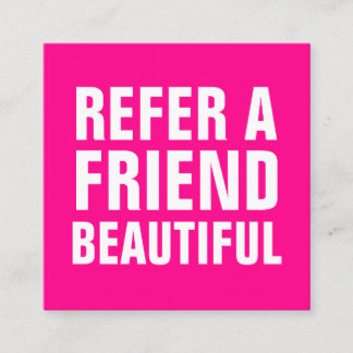 Minimalist trendy refer a friend pink modern referral card