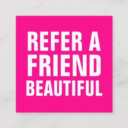 Minimalist trendy refer a friend pink modern referral card