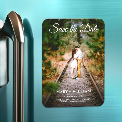 Minimalist Trendy Replace Photo Save The Date Card Magnet